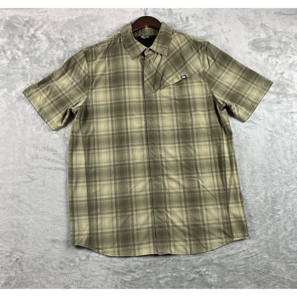 Outdoor Research Astroman Sun Shirt Men Large Plaid Snap Camping Outdoor Stretch